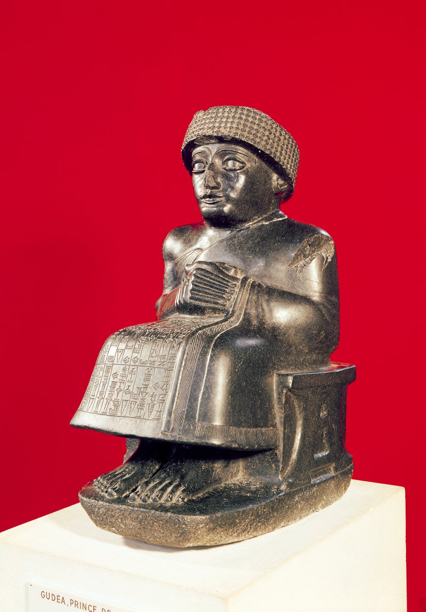 Gudea, Prinz von Lagash, Statue gewidmet Ningizzada, Neusumerisch, aus Telloh, antikes Girsu, ca. 2130 v. Chr. von Mesopotamian