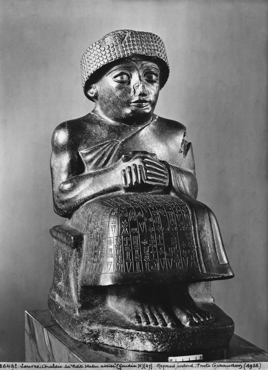 Gudea, Prinz von Lagash, Statue gewidmet Ningizzada, Neusumerisch, aus Telloh, antikes Girsu, ca. 2130 v. Chr. von Mesopotamian