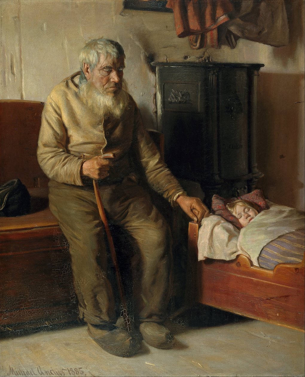 Blinder Kristian kümmert sich um ein Kind von Michael Peter Ancher