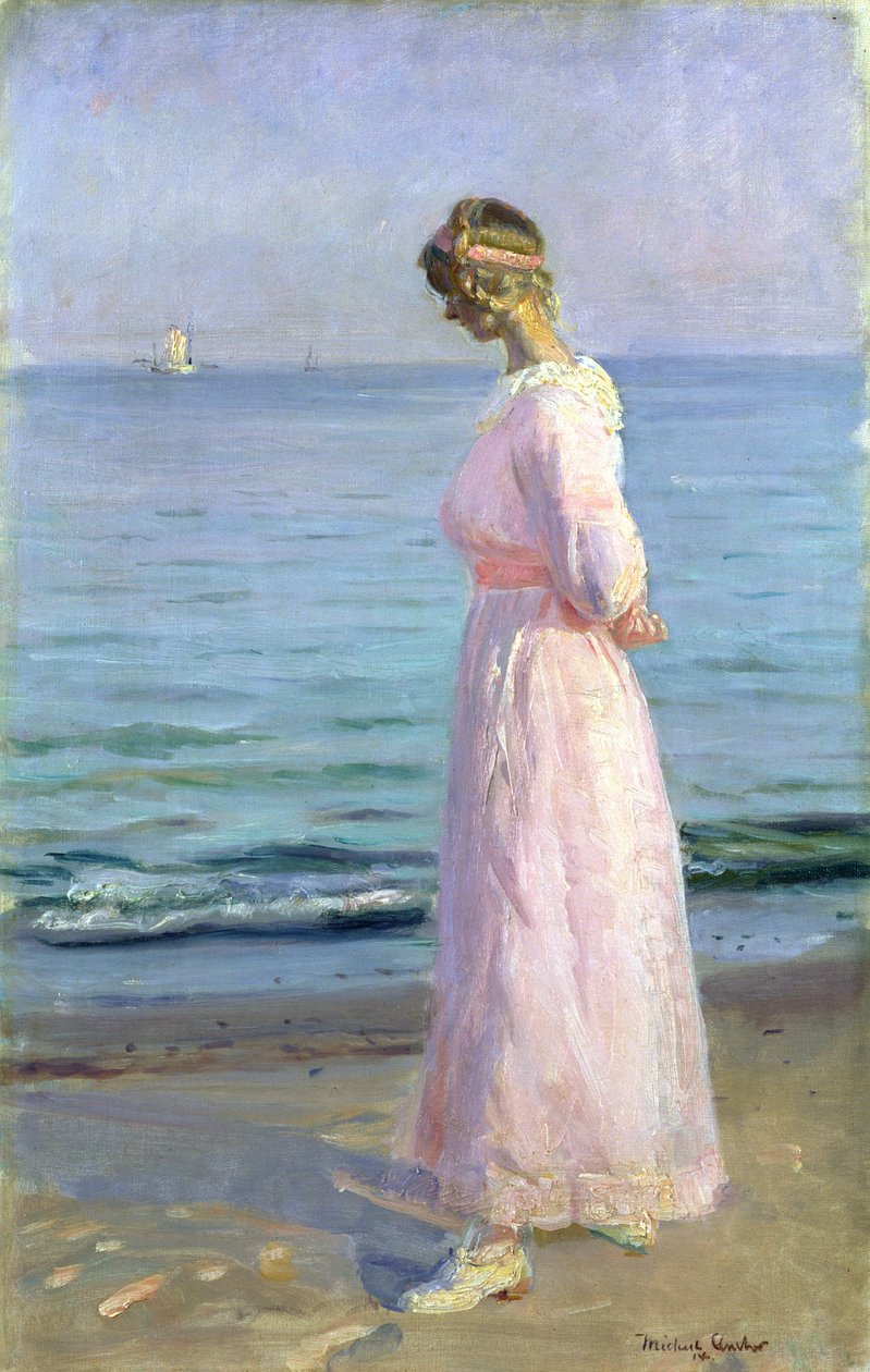 Mädchen im rosa Kleid, 1914 von Michael Peter Ancher