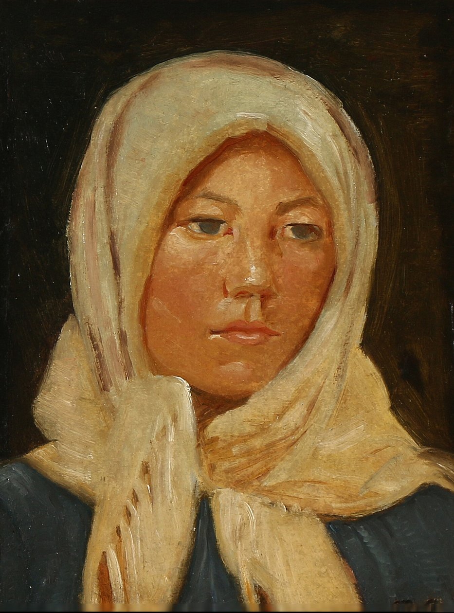 Junge Frau aus Skagen mit Schal von Michael Peter Ancher