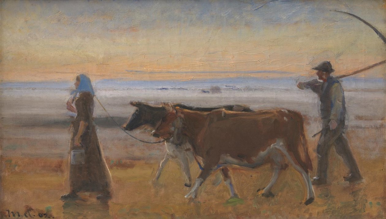 Kühe werden über das Moor getrieben von Michael Ancher