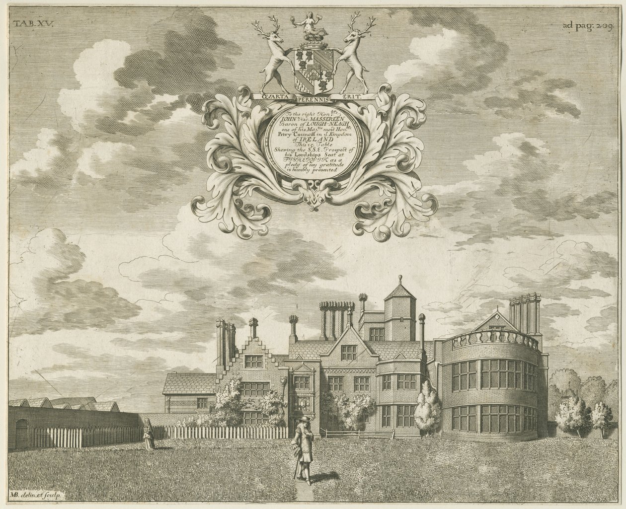 Fisherwick Hall: Kupferstich, undatiert [1653-1686] von Michael Burghers