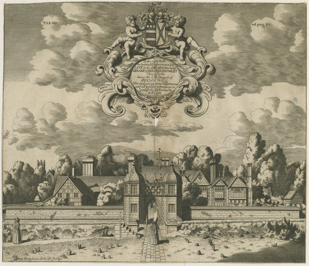 Sandon Hall: Gravur, 1653-1686 von Michael Burghers