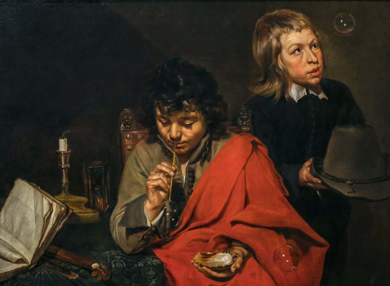 Jungen blasen Seifenblasen von Michaelina Wautier