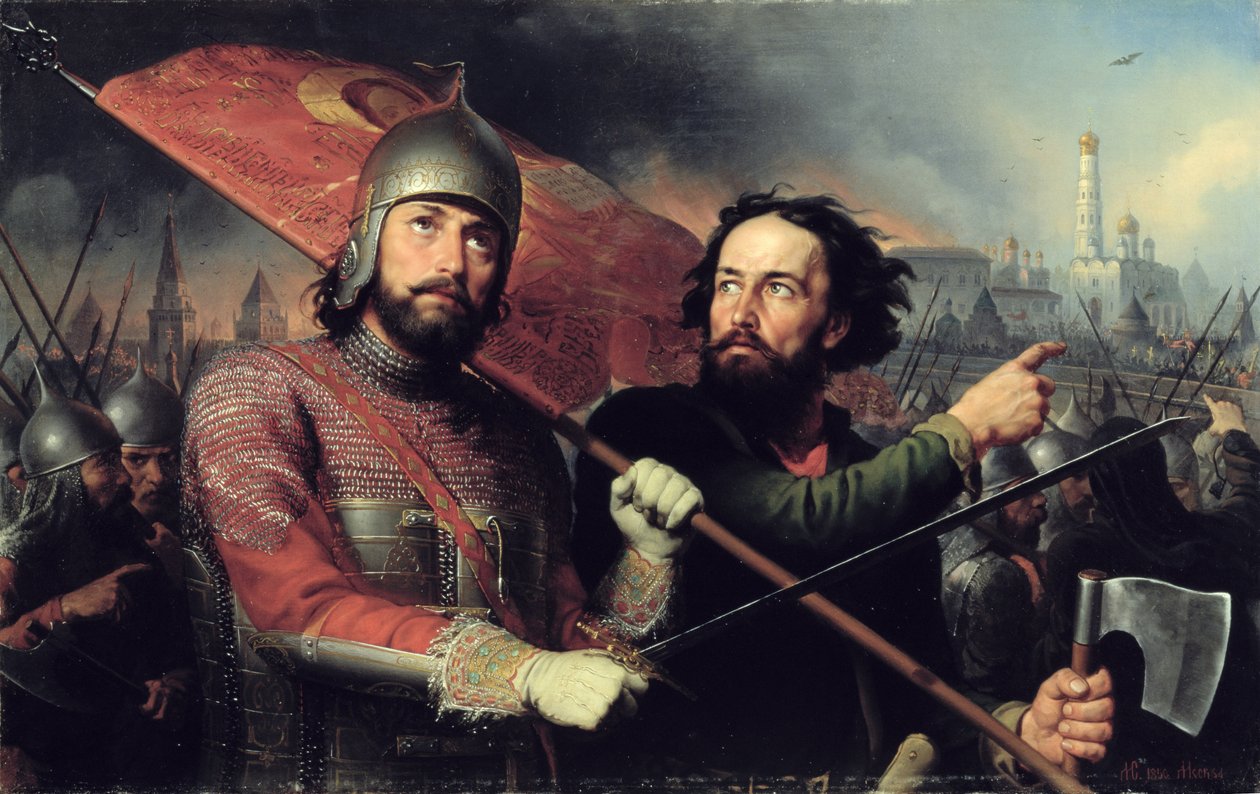 Der nationale Aufstand von Kusma Minin und Graf Dmitri Poscharski, 1850 von Michail Ivanovich Skotti