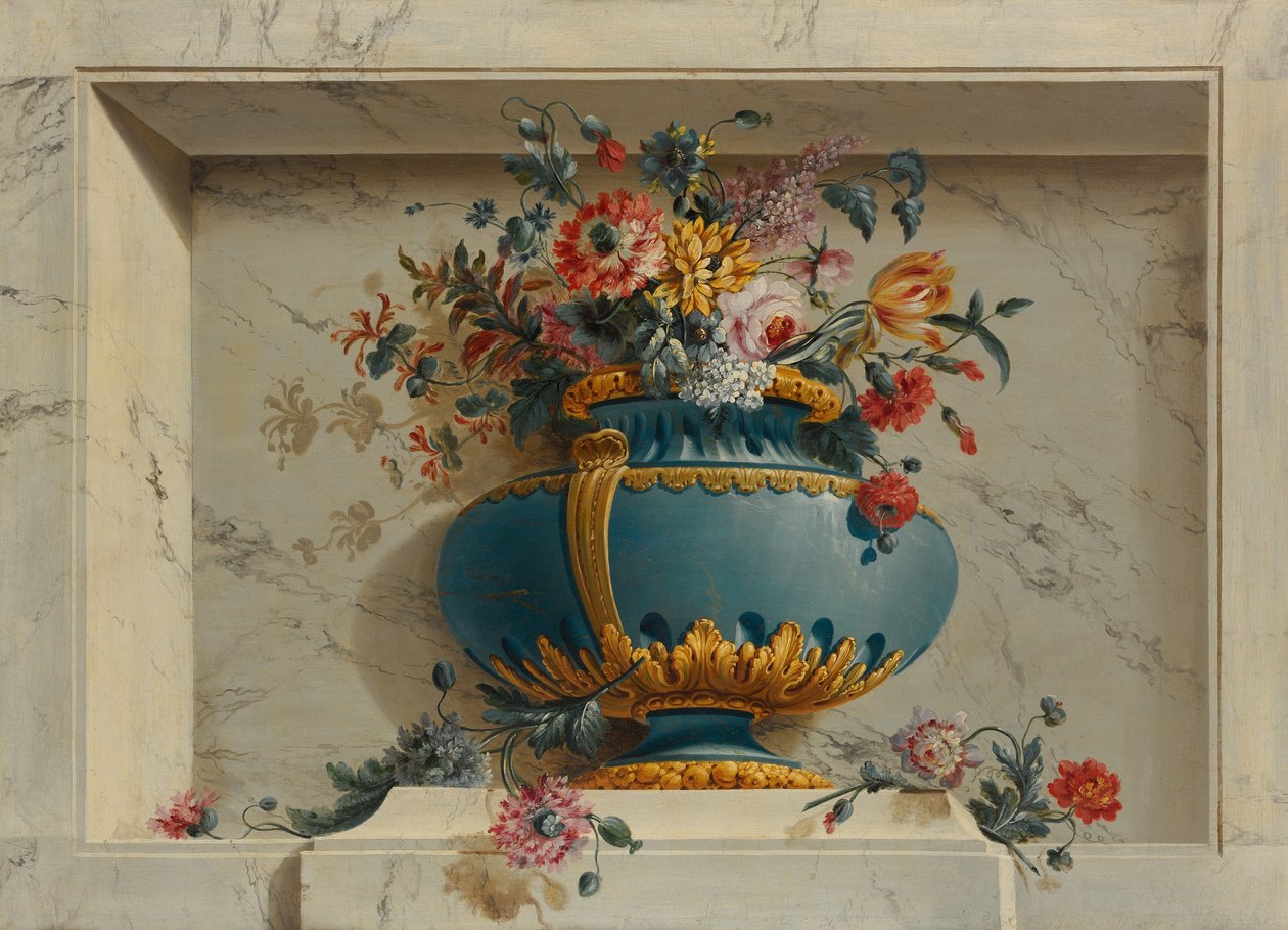 Blumenvase in einer Nische, ca. 1763-79 von Michel Bruno Bellenge