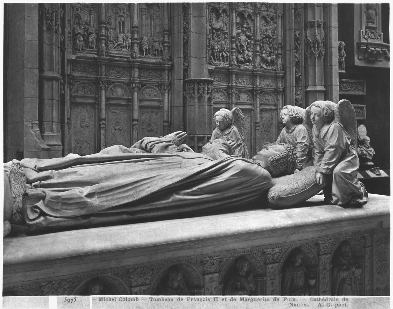 Nantes, Kathedrale St. Peter und St. Paul, Grabmal von Franz II., Herzog der Bretagne und Marguerite von Foix, 1502-07 (Gipsabguss aus Marmor) (Detail) von Michel Colombe