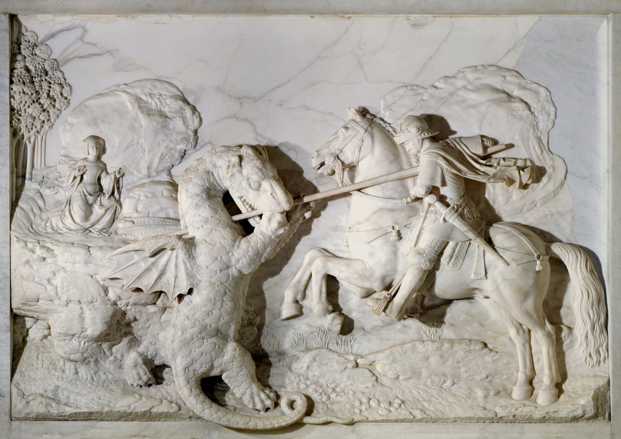 St. Georg und der Drache, 1508 (Marmor) von Michel Colombe