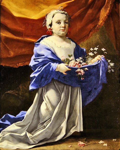 Junges Mädchen mit Blumen von Michel Dorigny