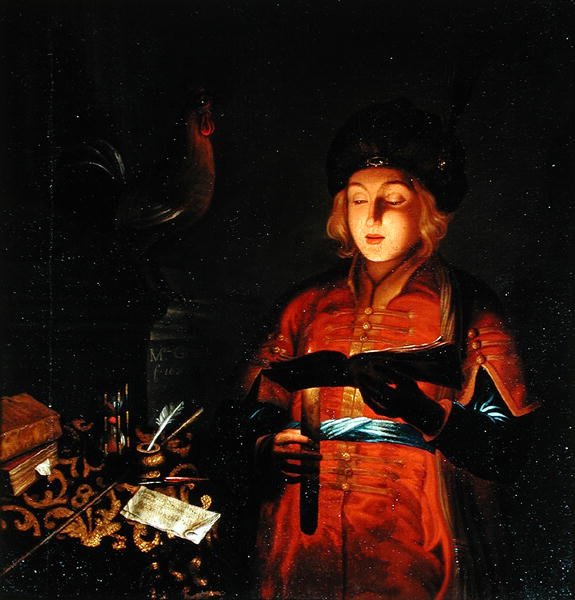 Ein junger Sänger (Junger Mann mit einer Kerze) 1681 von Michel Gobin