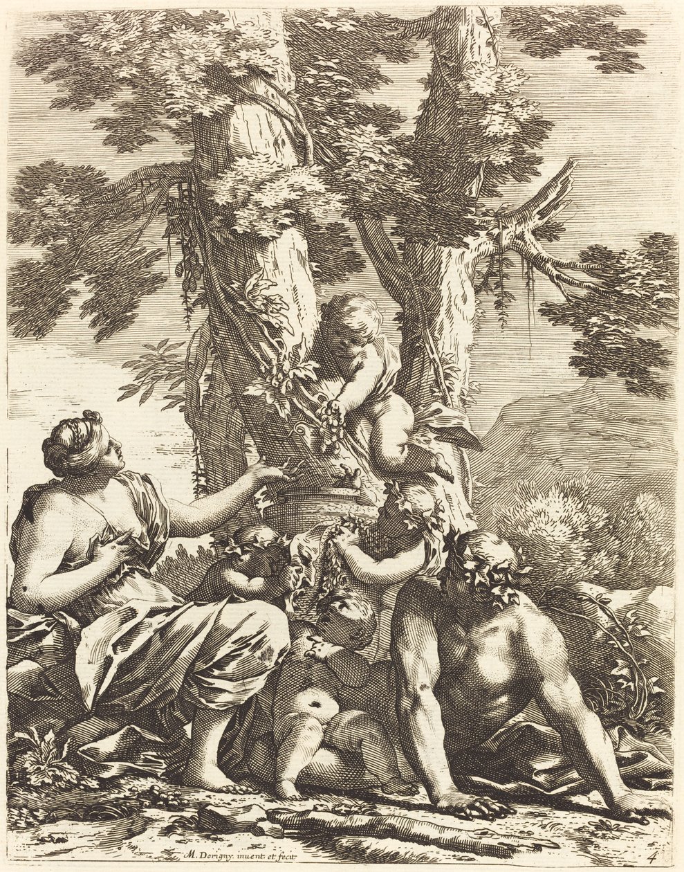Bacchanal mit sitzender Bacchantin von Michel Dorigny