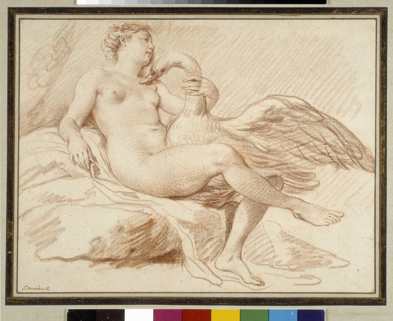 Leda und der Schwan von Michel Honore Bounieu