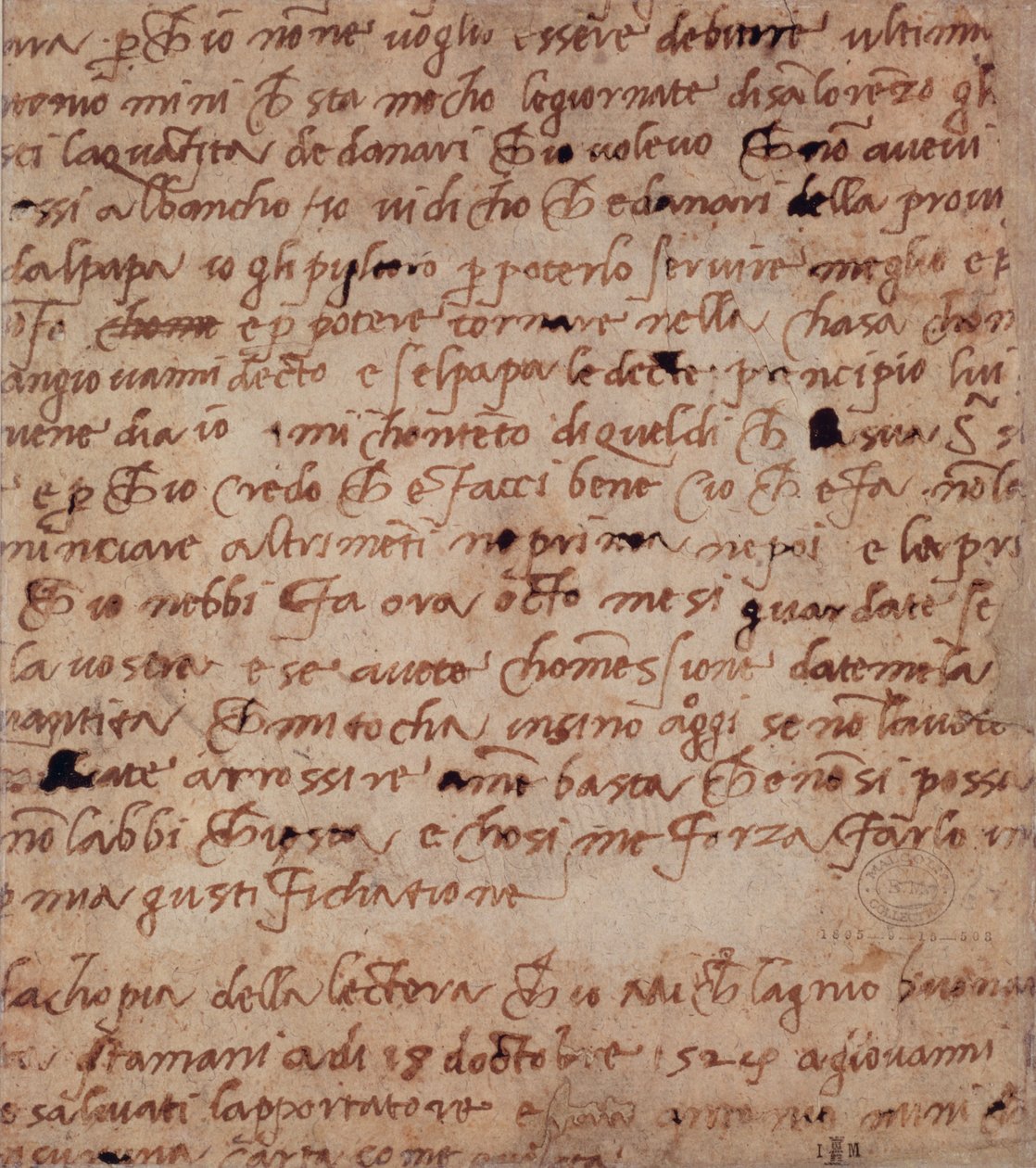 Seite mit Handschrift von Michelangelo Buonarroti
