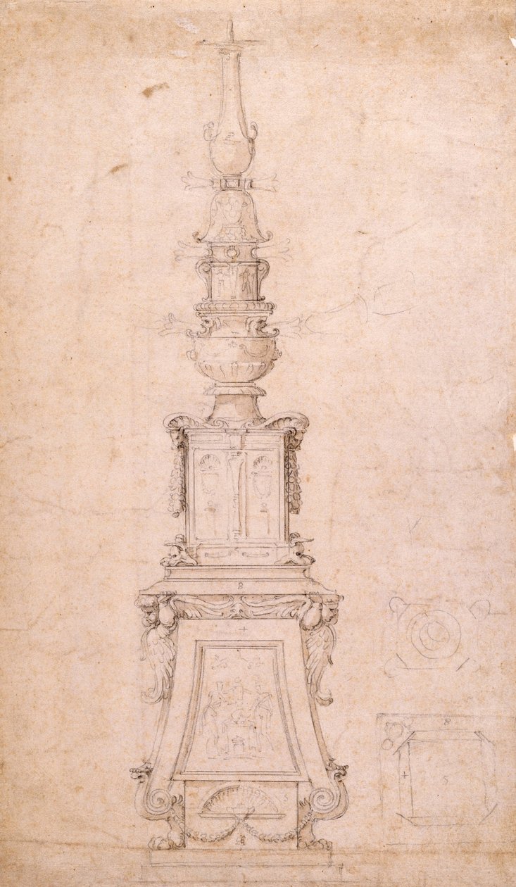 Entwurf für einen Kandelaber von Michelangelo Buonarroti