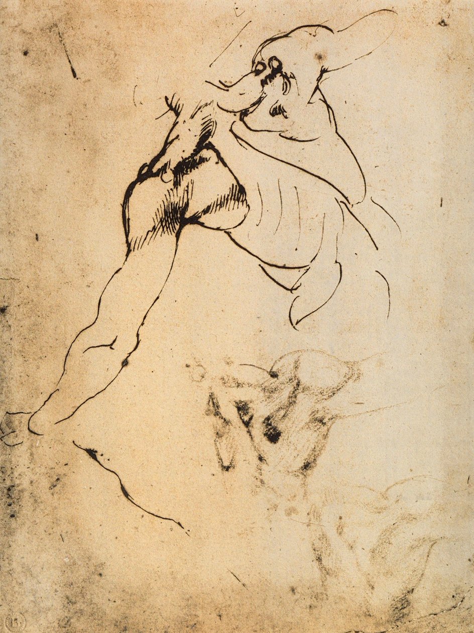 Männliche anatomische Studie; Zeichnung von Michelangelo. Casa Buonarroti, Florenz von Michelangelo Buonarroti