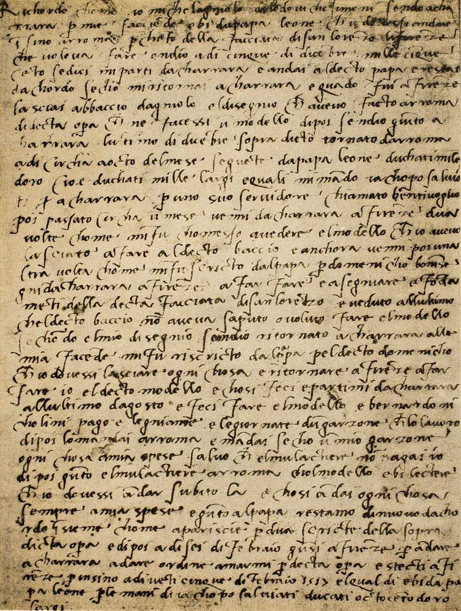 Seite eines Manuskripts von Michelangelo von Michelangelo Buonarroti