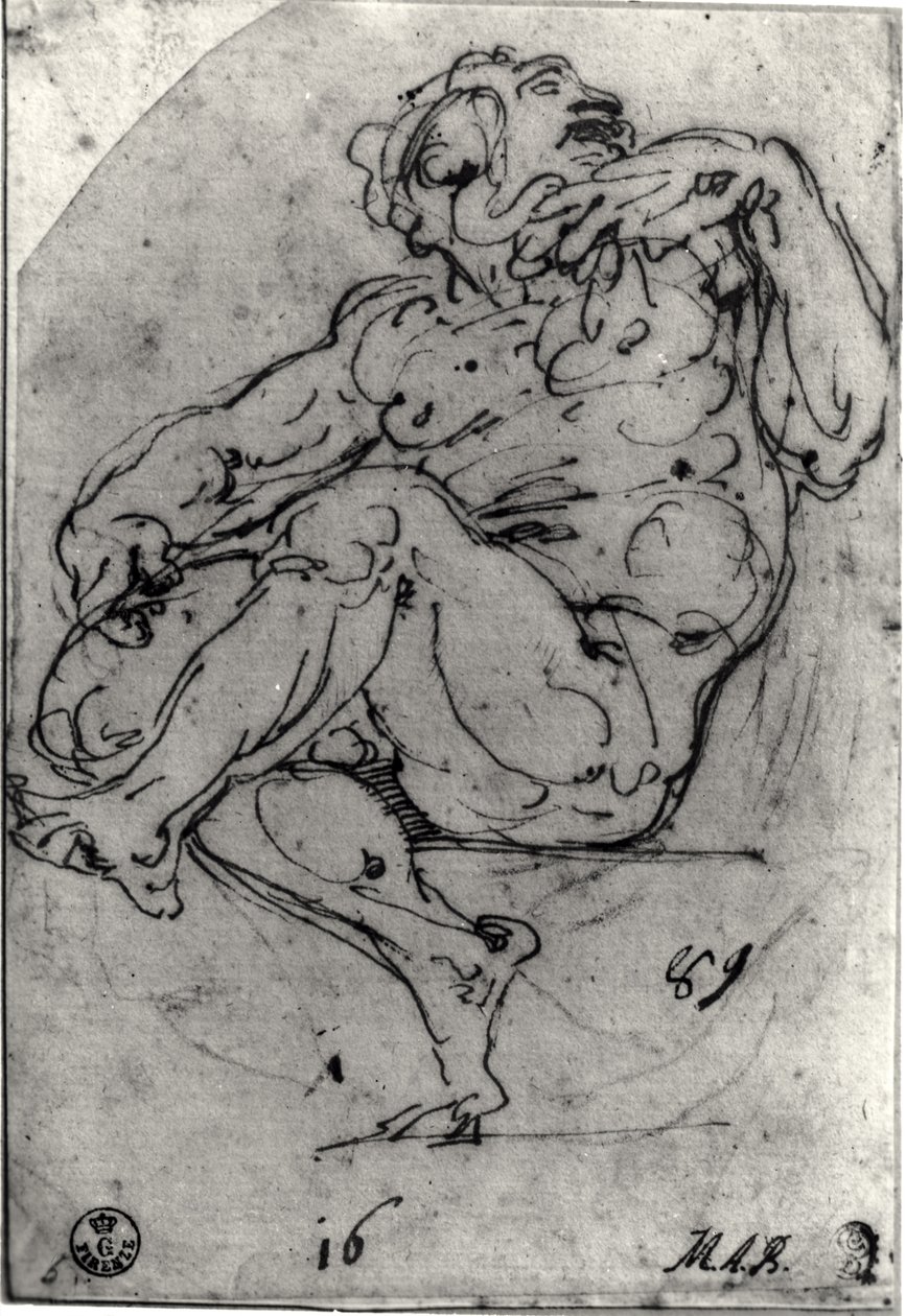 Sitzender männlicher Akt von Michelangelo Buonarroti