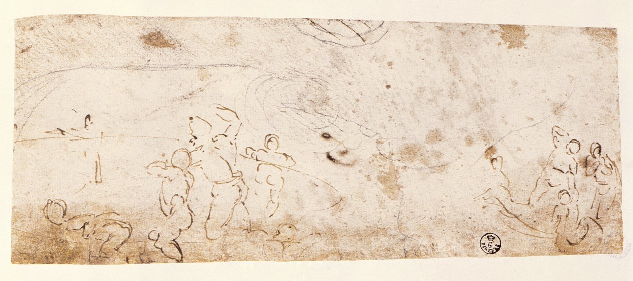 Sixtinische Kapelle Decke (1508-12): Skizze von Figuren für 