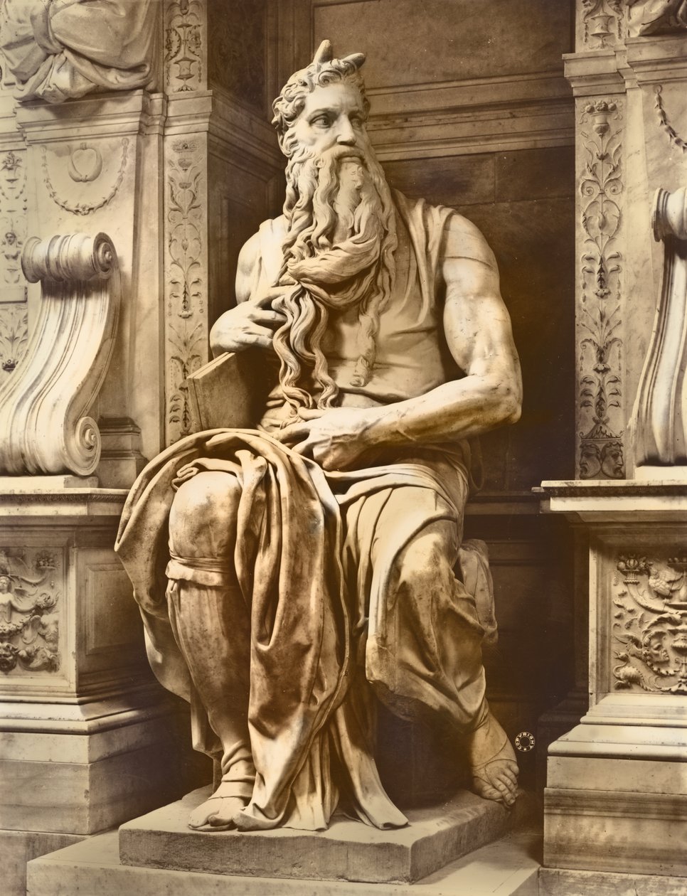 Grabmal von Papst Julius II. 1453-1513, Detail von Moses, 1513-16 von Michelangelo Buonarroti