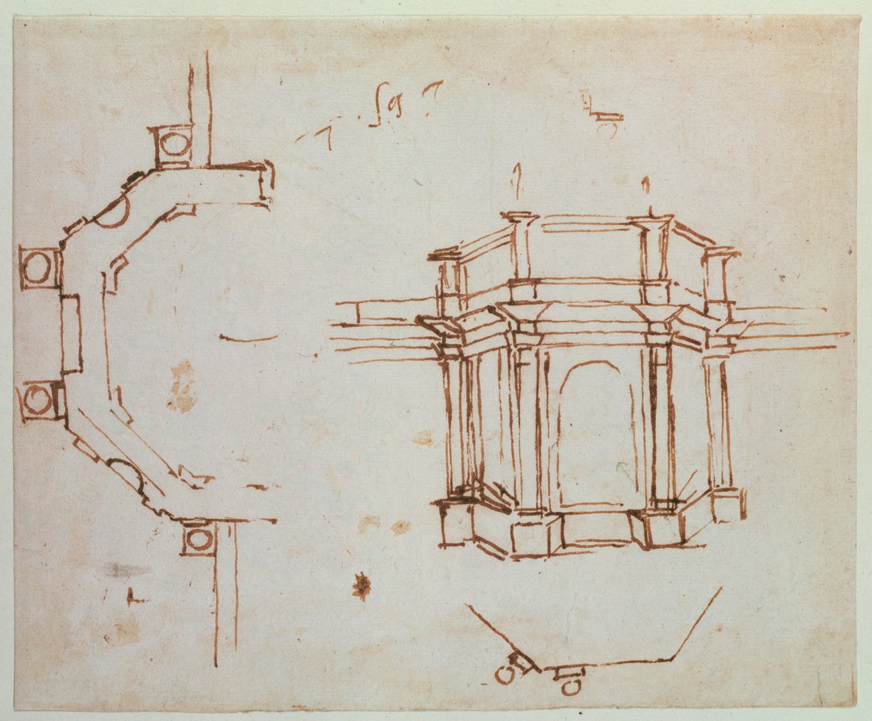 Architekturskizze von Michelangelo Buonarroti