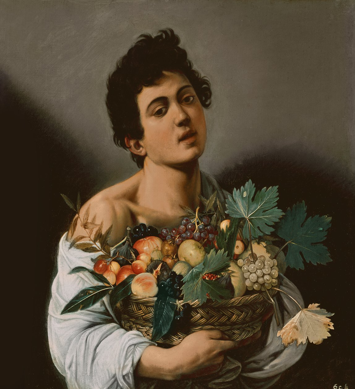 Jüngling mit einem Korb voller Früchte, 1594 (Detail) von Michelangelo Merisi Caravaggio