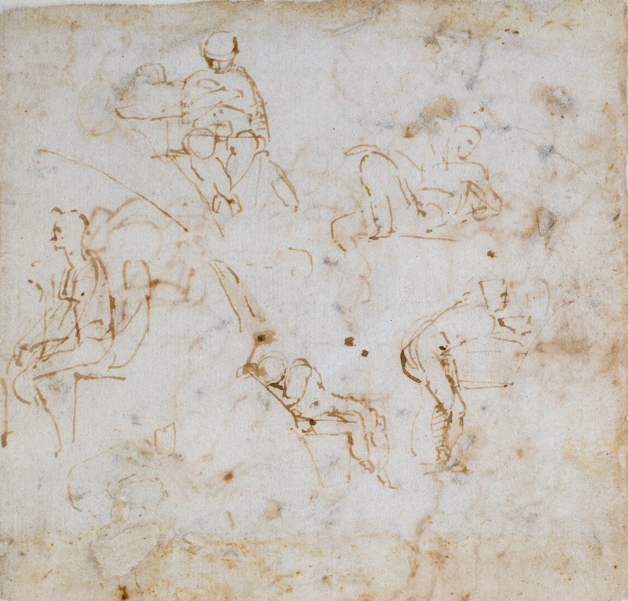 Fünf kleine Figurenstudien, ca. 1490-1560 von Michelangelo Buonarroti