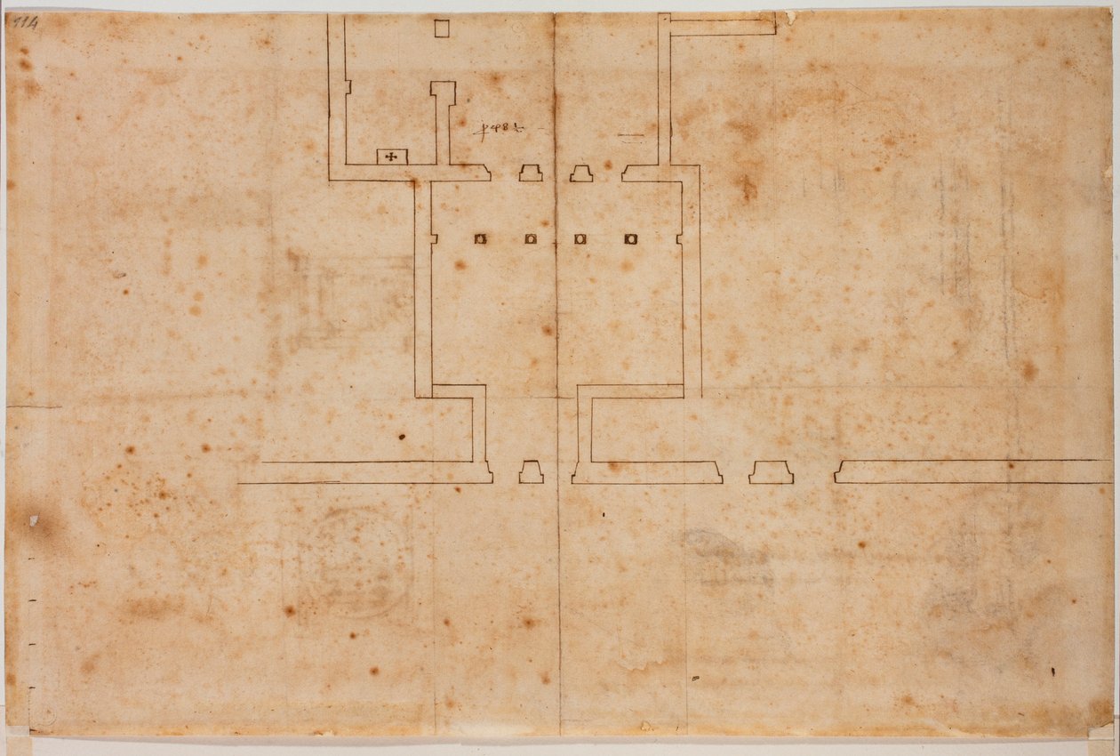 Fragmentierter Plan von San Silvestro in Capite von Michelangelo Buonarroti