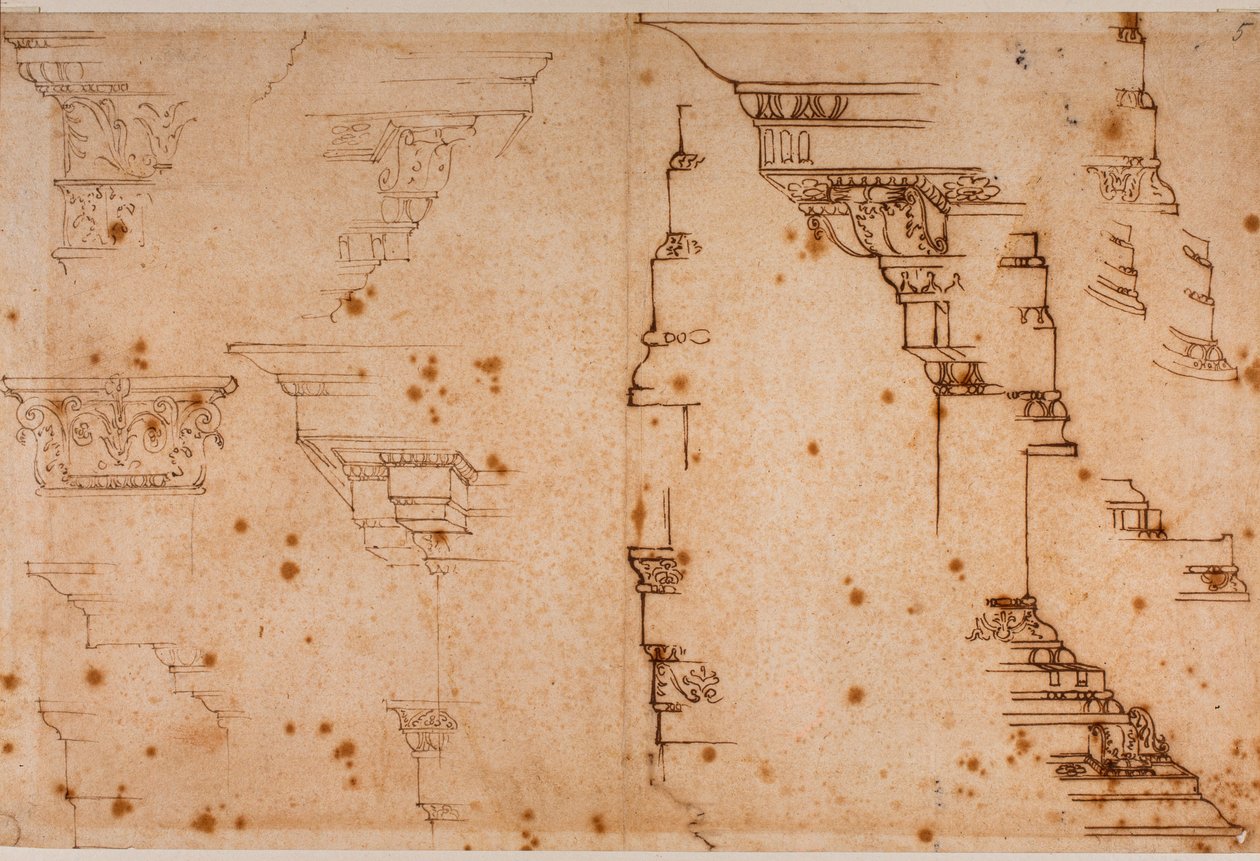 Studien von architektonischen Elementen von Michelangelo Buonarroti