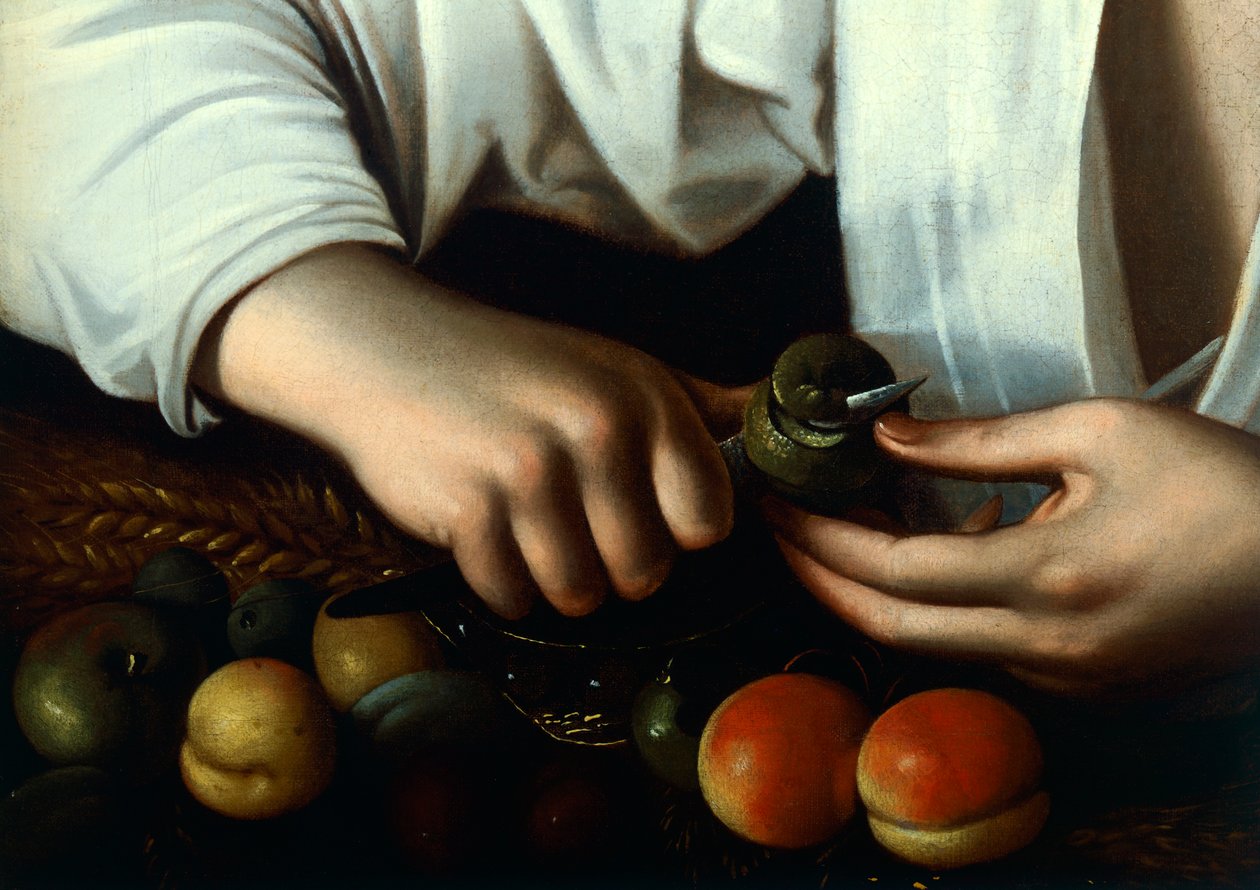 Junge, der Obst schält (Detail) von Michelangelo Merisi da Caravaggio