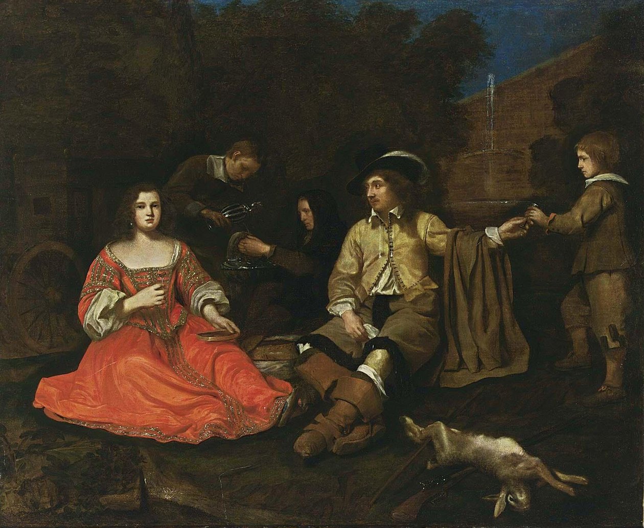 Elegante Jagdgesellschaft beim Ausruhen von Michiel Sweerts