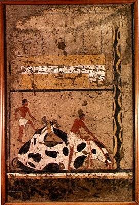 Opfergabe eines Stiers, aus dem Grab von Iti von Middle Kingdom Egyptian