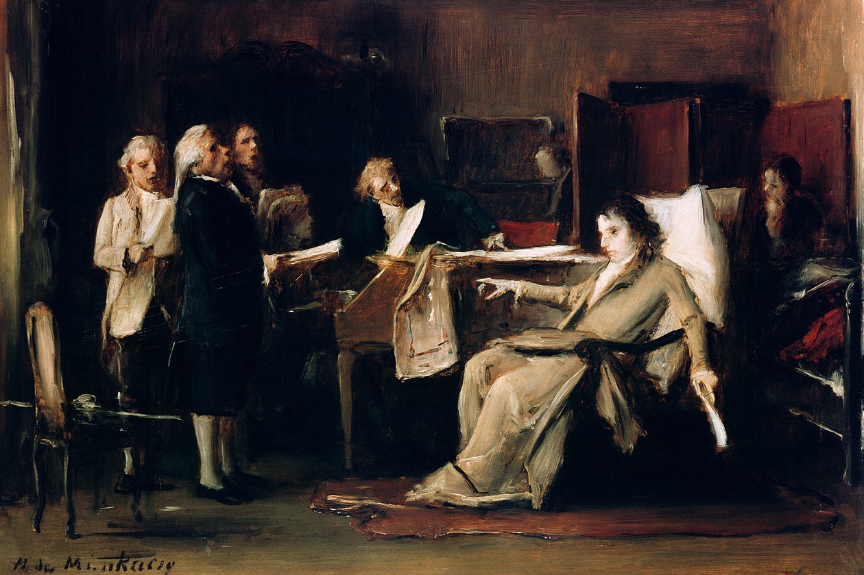 Mozart dirigiert sein Requiem auf seinem Sterbebett von Mihály Munkácsy