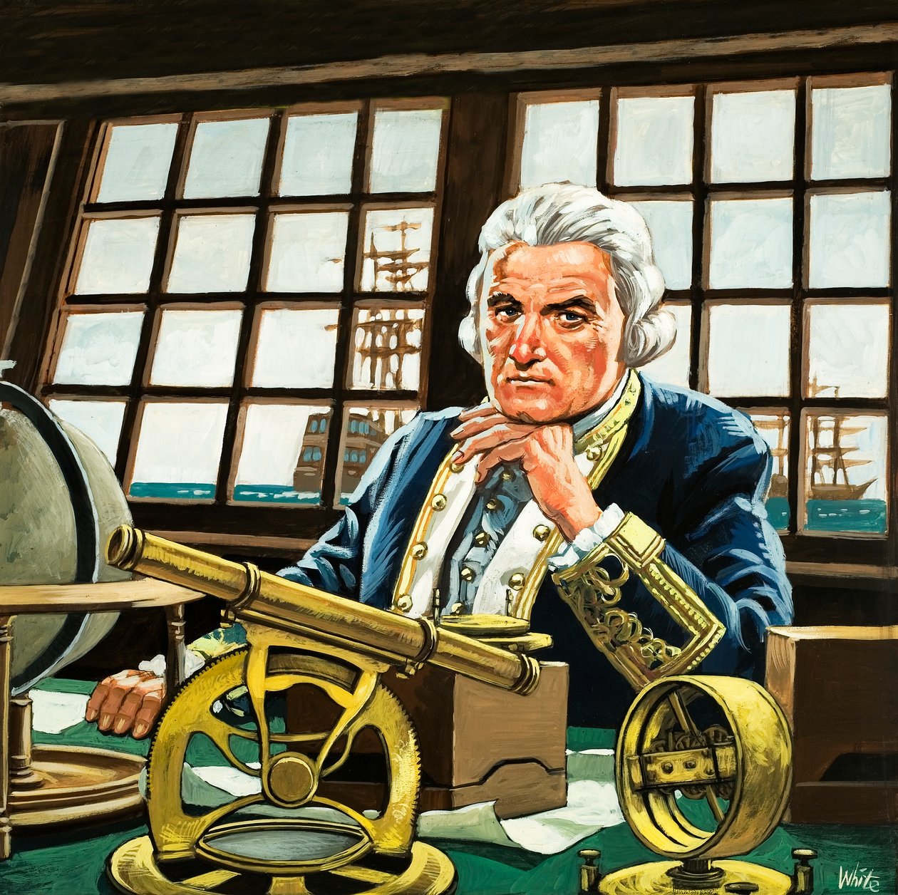 James Cook in seiner Kabine von Mike (20th century) White