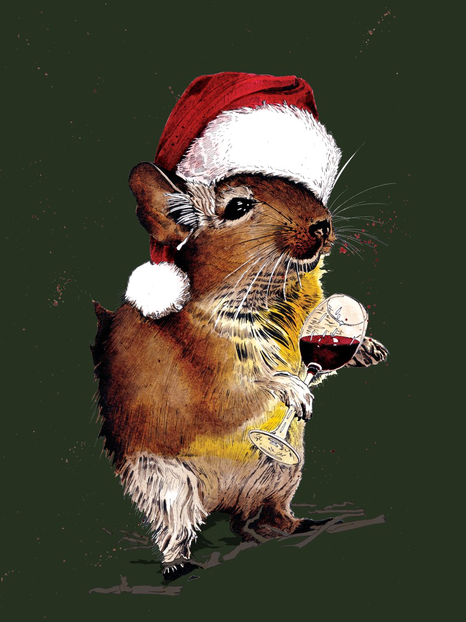 Weihnachts-Degu auf Waldgrün, 2020 von Mike Davis