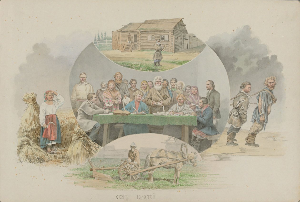 Steuereintreibung, 1862 von Mikhail Stepanovich Znamensky