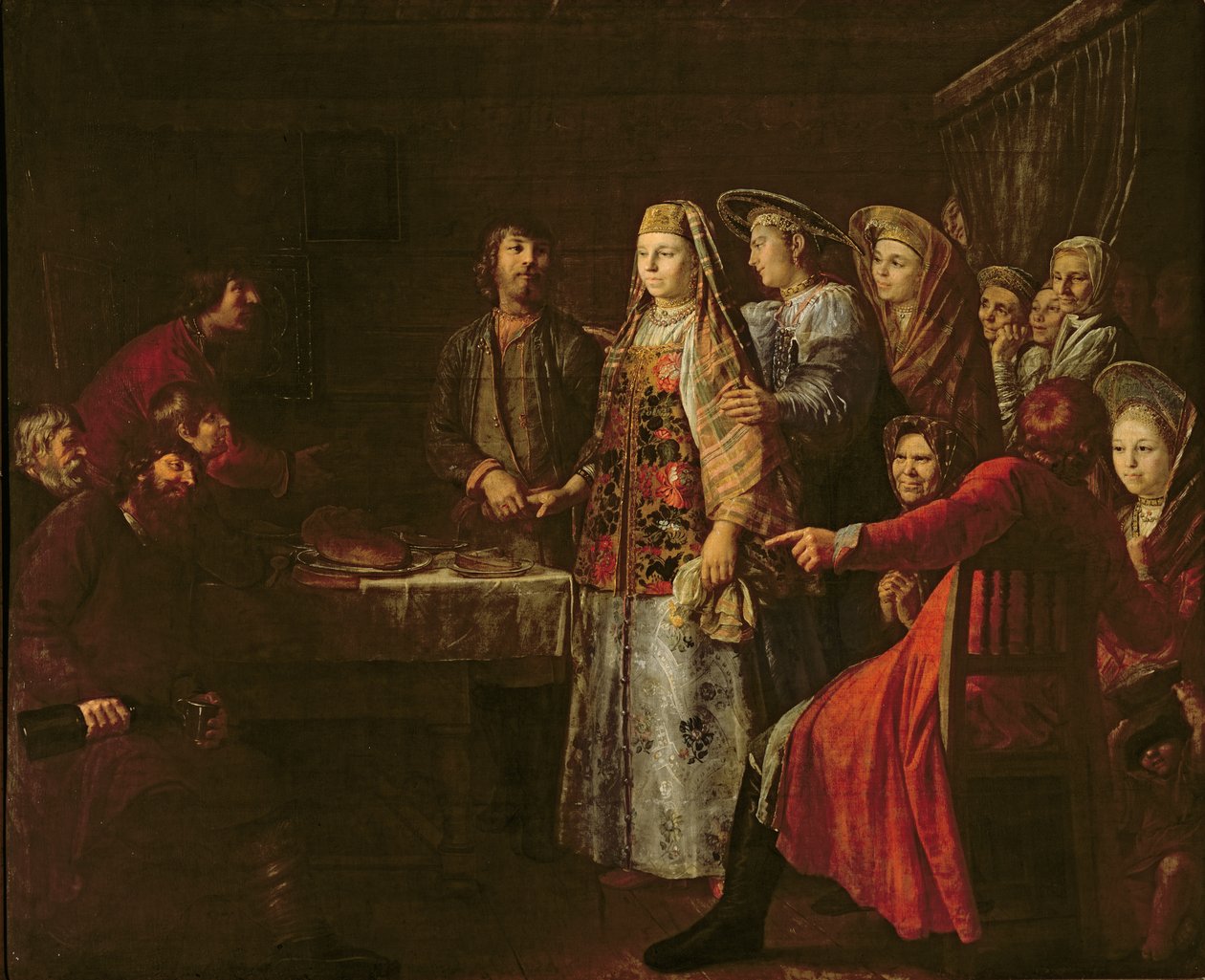 Feiern der Hochzeitsvereinbarung, 1777 von Mikhail Shibanov
