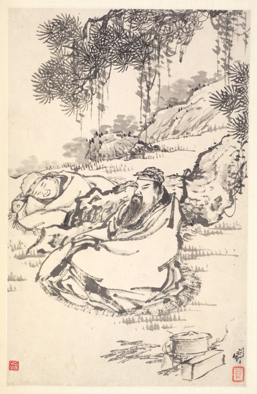 Lu Tong und Diener, 1788 von Min Zhen