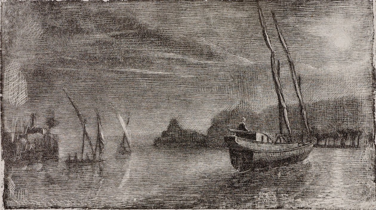 Ohne Titel (Boote im Hafen) von Miner Kilbourne Kellogg
