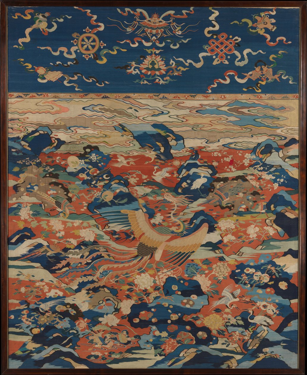 Tafel mit einem Phönix und Vögeln in einem Steingarten, ca. 1600 von Ming Dynasty Chinese School