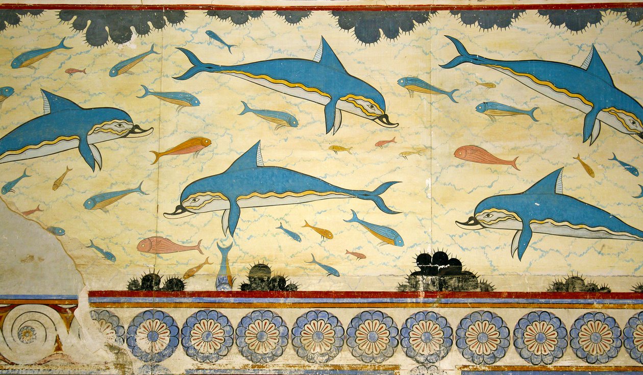 Das Delfin-Fresko im Badezimmer der Königin, Knossos, Kreta 1550-1450 v. Chr. von Minoan