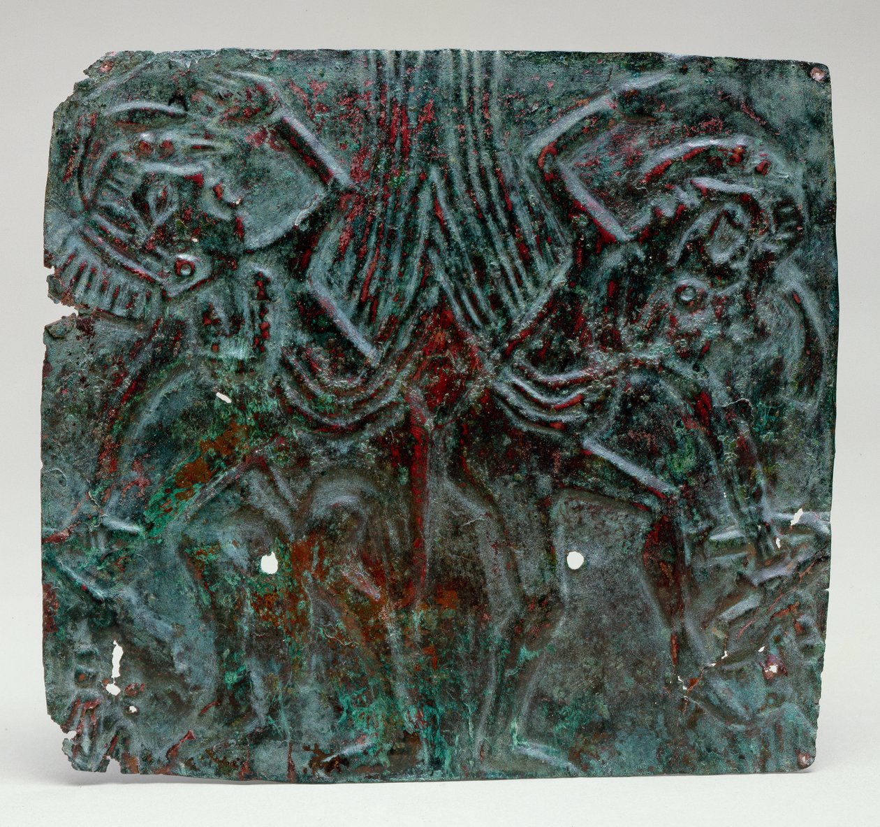 Repoussé-Plakette mit tanzenden Figuren, 1100-1300 von Mississippian culture