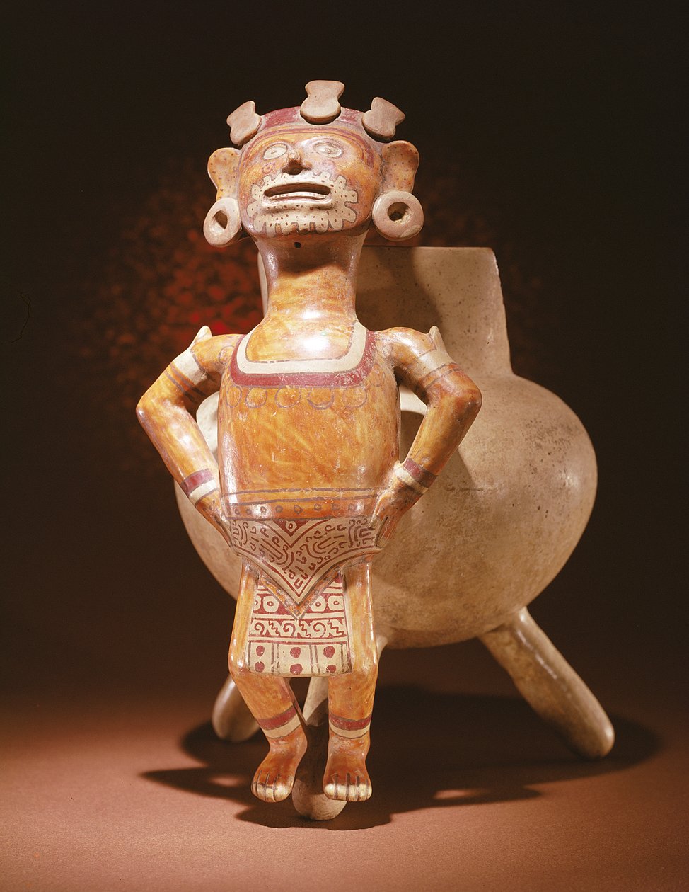 Dreifußvase mit einer Effigie-Figur, aus Miahuatlán, Oaxaca von Mixtec