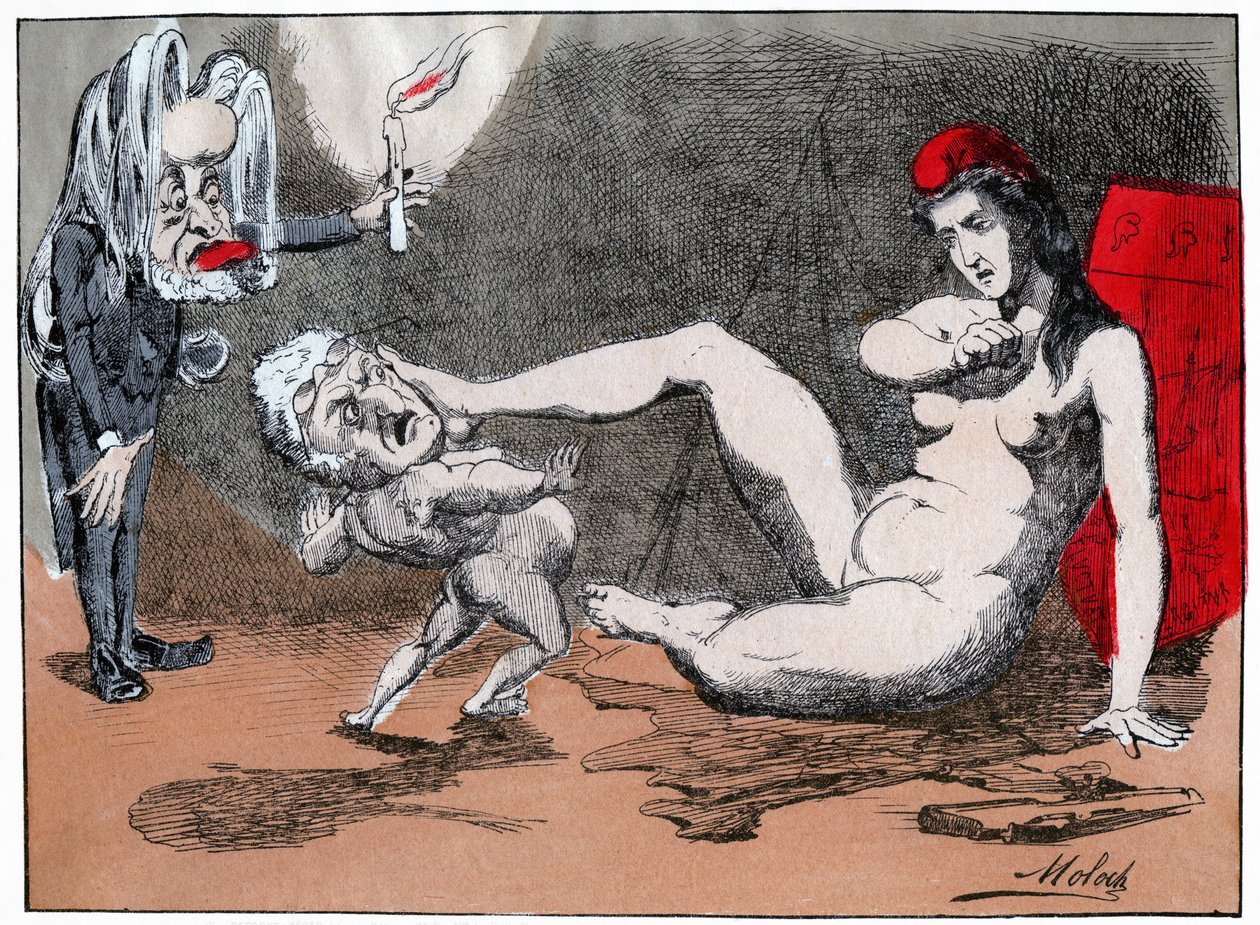 Adolphe Thiers vergewaltigt Marianne, ca. 1875 von Moloch (1849 1909)