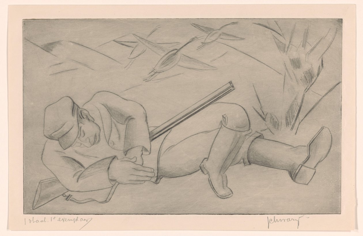 Schlafender Jäger von Mommie Schwarz (signed by artist)