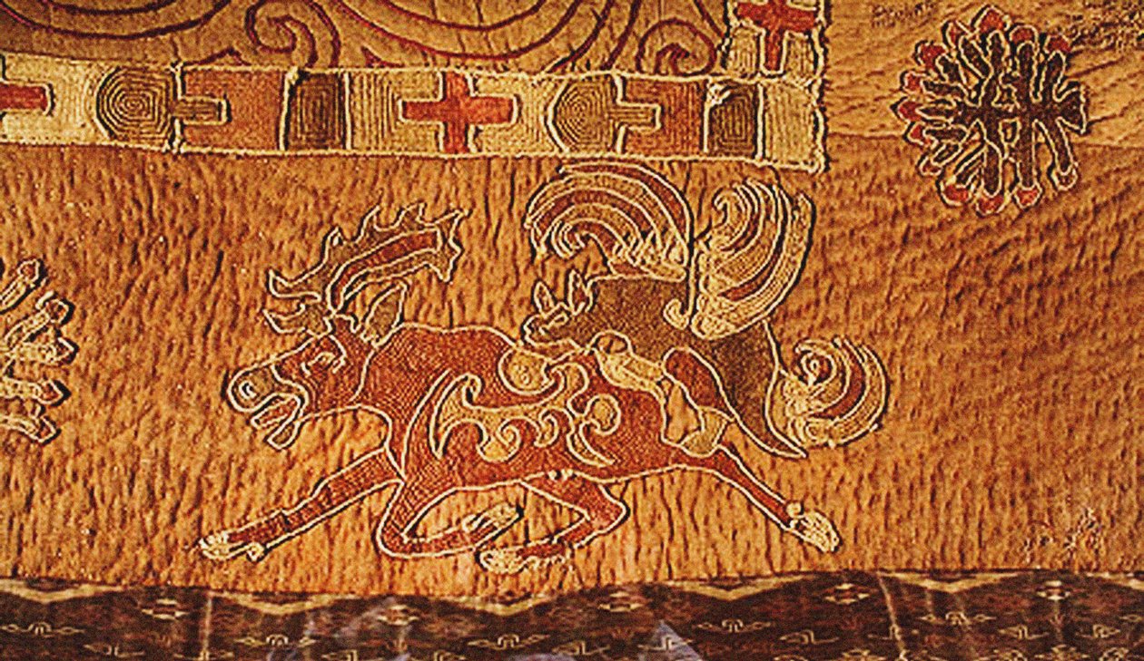Detail eines Teppichs, Noin Ula, Xiongnu-Ära von Mongolian School