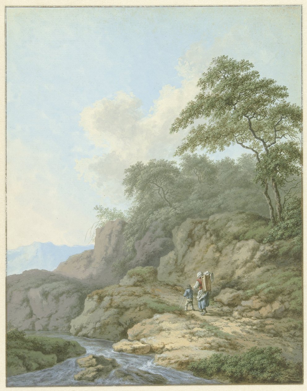 Landschaft mit Frau und Junge unterwegs von Monogrammist FWH (possibly)