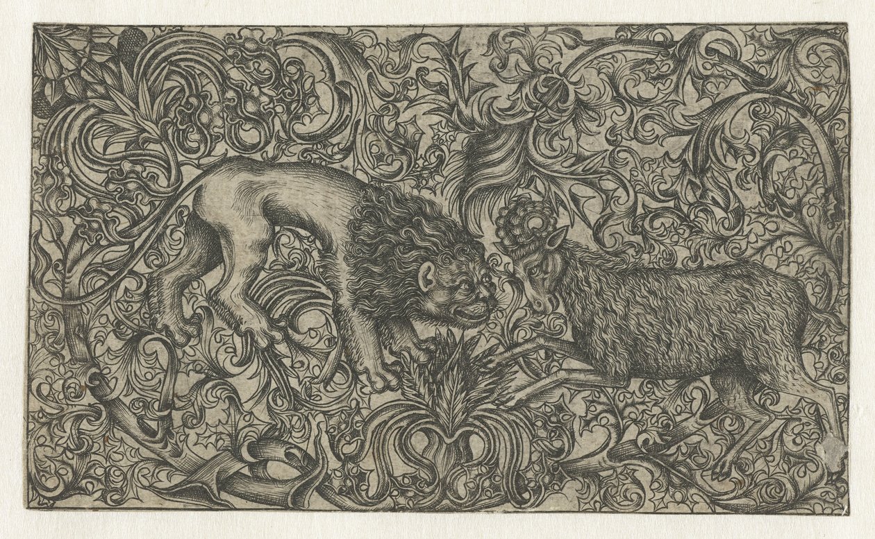 Ornament mit Löwe und Widder von Monogrammist HW