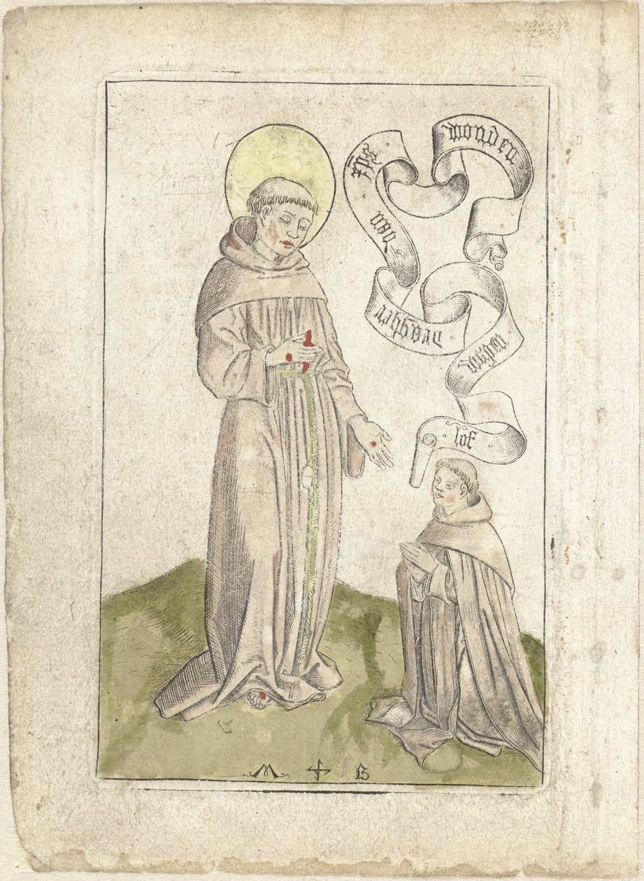 Heiliger Franziskus mit kniendem Franziskaner von Monogrammist MB (Nederlanden)