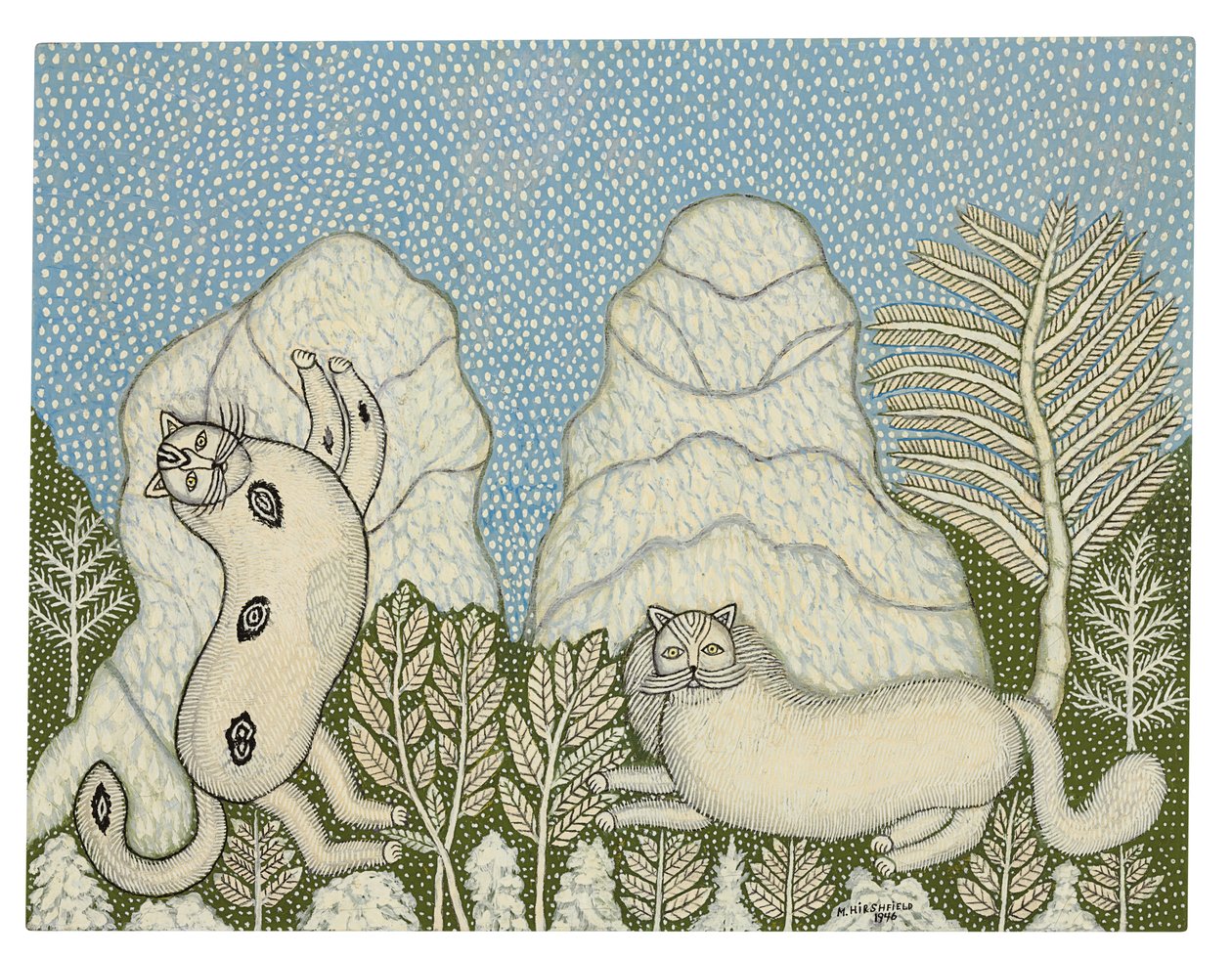 Katzen im Schnee von Morris Hirshfield